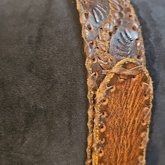 Hand Tooled Leather Belt Y2K Hippie Vintage - Picture 5 of 8